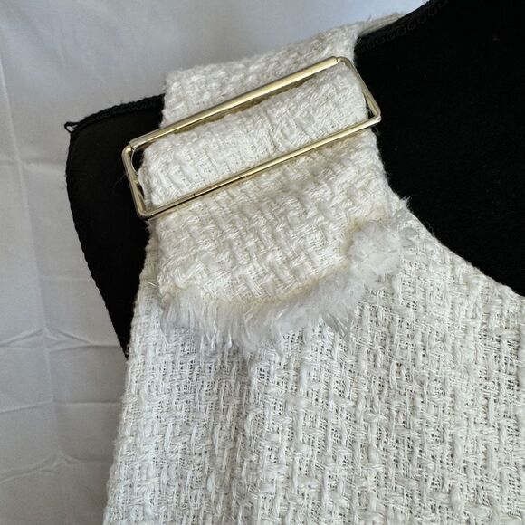 Zara Tweed Sleeveless Dress Ivory - Picture 4 of 9